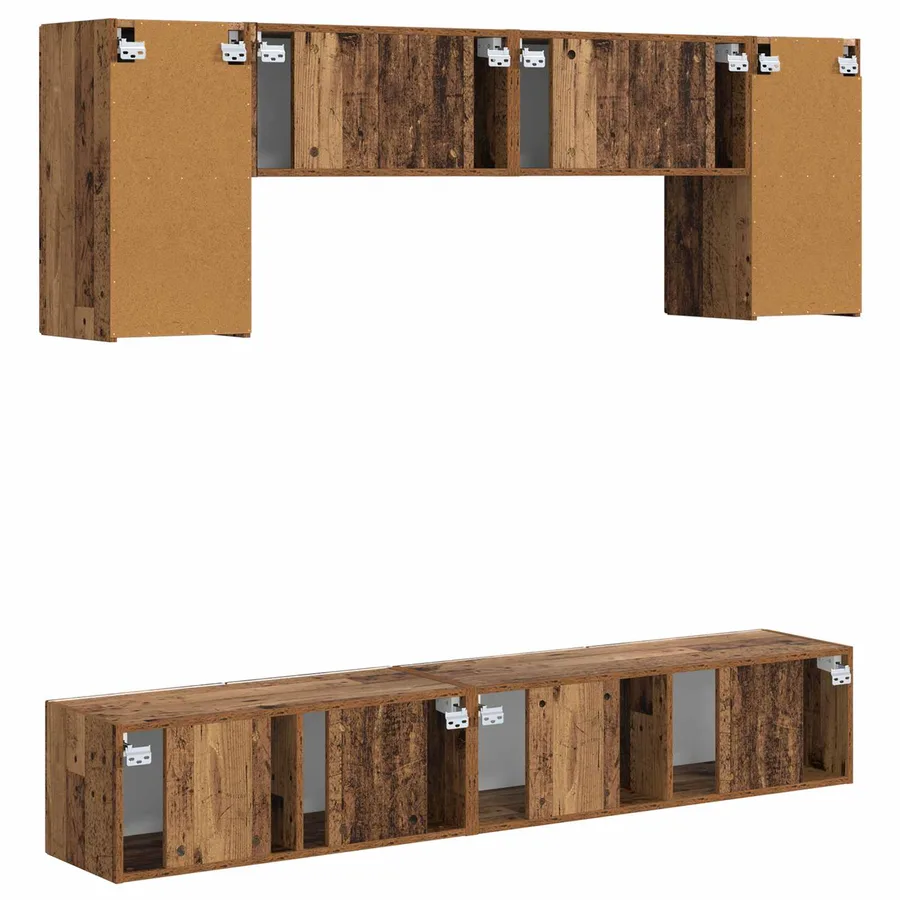 Ensemble meuble TV 4 pcs Bois ancien Bois d'ingénierie - 8