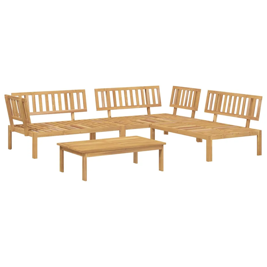 Ensemble de Canapés Uni 4 pcs Gris Bois d'Acacia Massif - 3