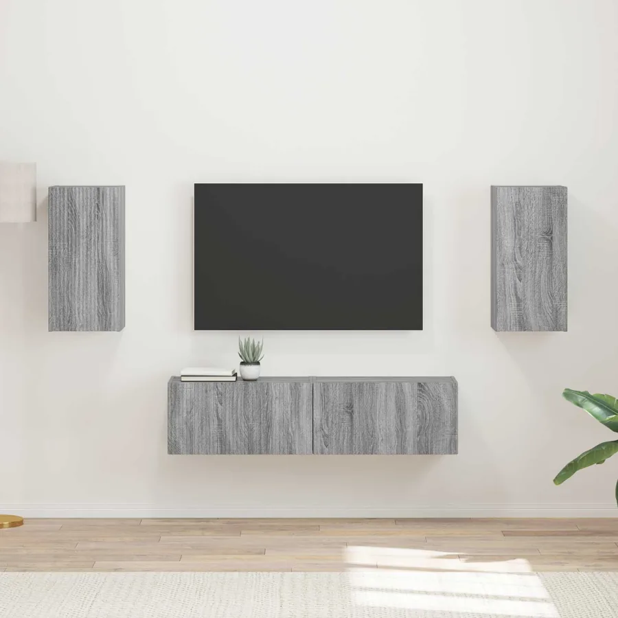 Ensemble meuble TV 4 pcs Gris Sonoma Bois d'ingénierie