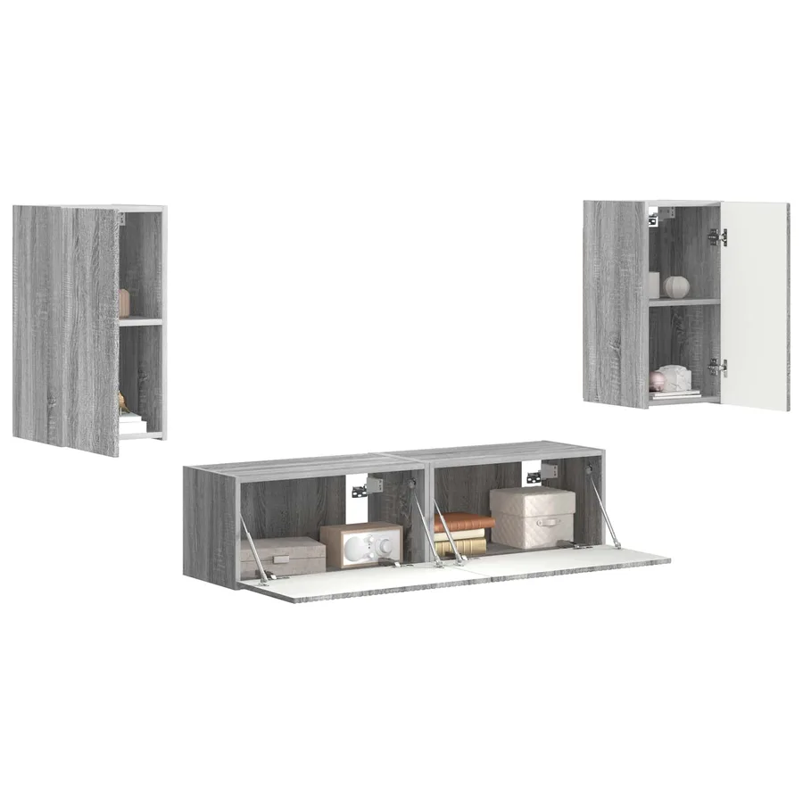Ensemble meuble TV 4 pcs Gris Sonoma Bois d'ingénierie - 3