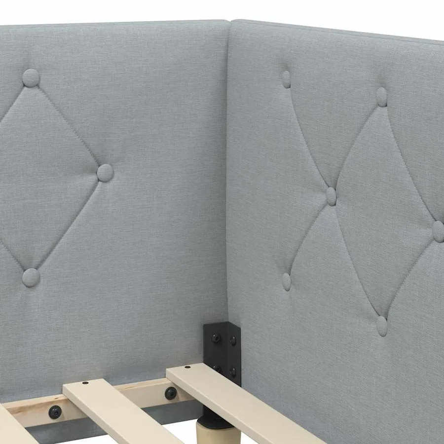 Cadre de lit d'angle Gris clair 90 x 190 cm tissu - 10
