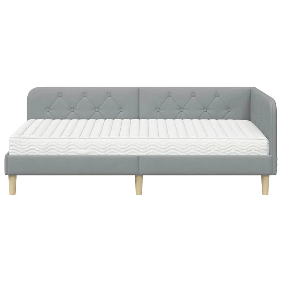 Cadre de lit d'angle Gris clair 90 x 190 cm tissu - 5