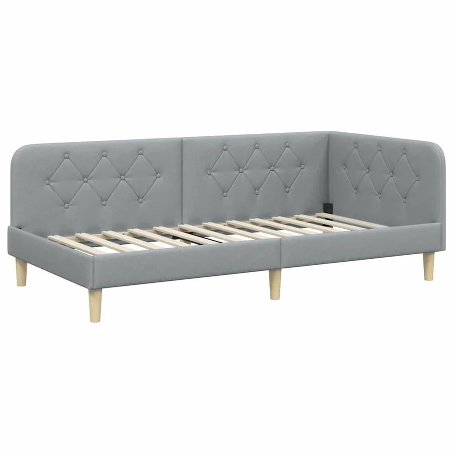 Cadre de lit d'angle Gris clair 90 x 190 cm tissu - 6