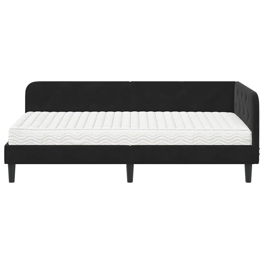 Cadre de lit d'angle Noir 90 x 190 cm Velours - 5