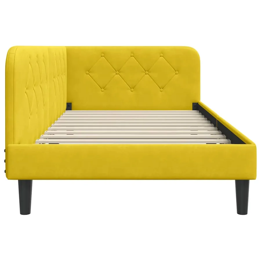 Cadre de lit d'angle Jaune 90 x 200 cm Velours - 6