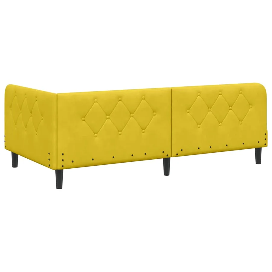 Cadre de lit d'angle Jaune 90 x 200 cm Velours - 7