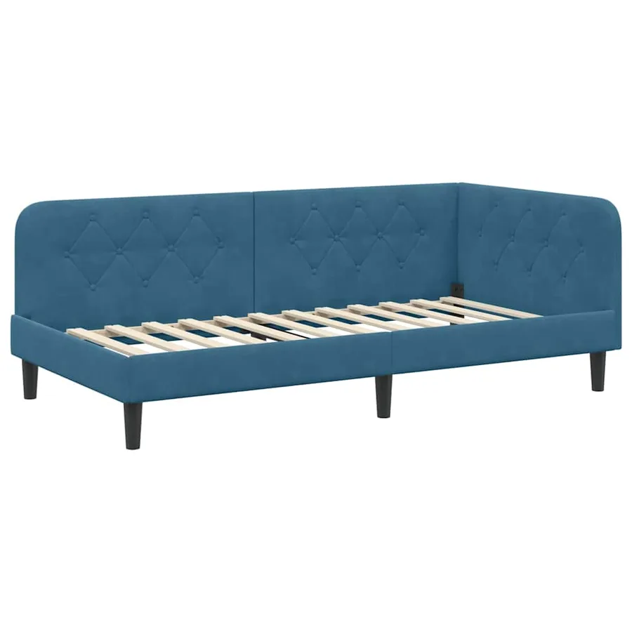 Cadre de lit d'angle Bleu 100 x 200 cm Velours - 6