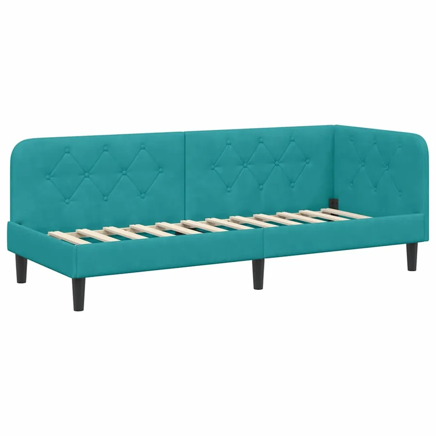 Cadre de lit d'angle Turquoise 80 x 200 cm Velours - 2