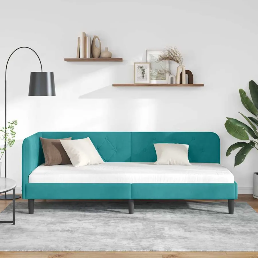 Cadre de lit d'angle Turquoise 80 x 200 cm Velours - 4