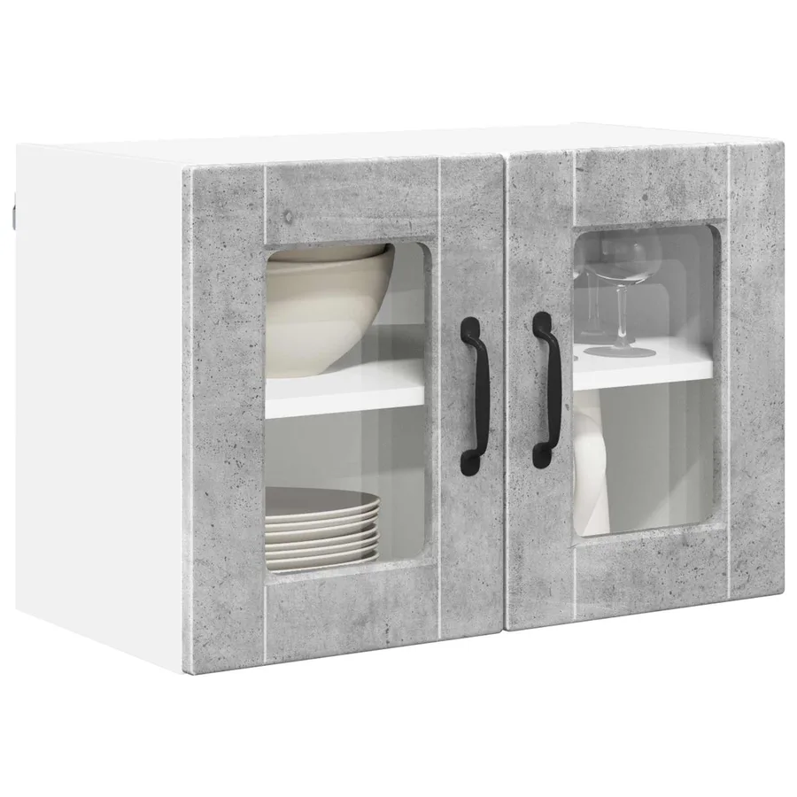 Cabinet en verre mural PORTO 2 pcs Gris béton 60 x 31 x 40 cm - 3