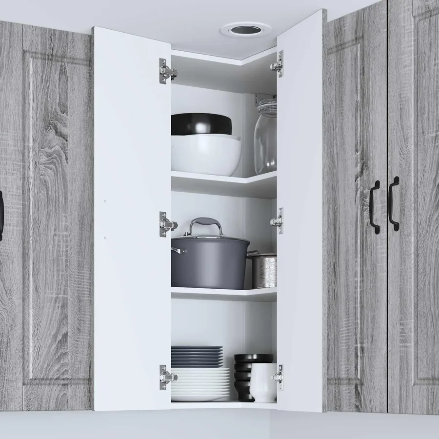 Cabinet d'angle mural PORTO Gris Sonoma 57 x 57 x 100 cm - 4