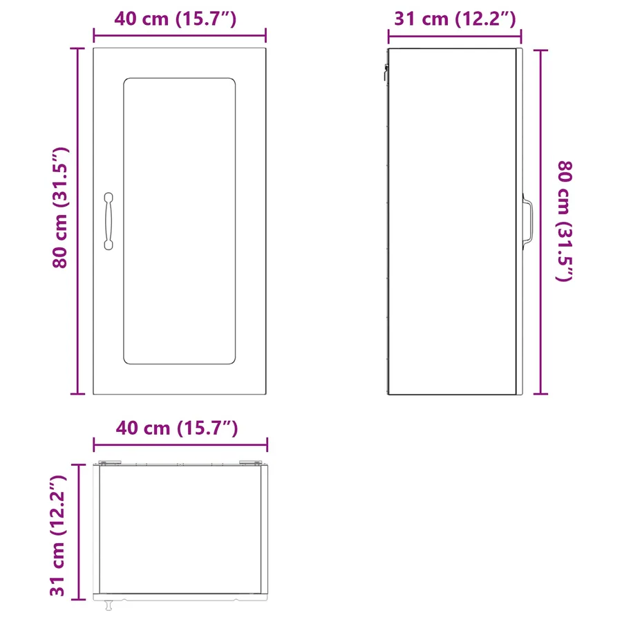 Cabinet en verre mural PORTO 2 pcs Gris Sonoma 40 x 31 x 80 cm - 14