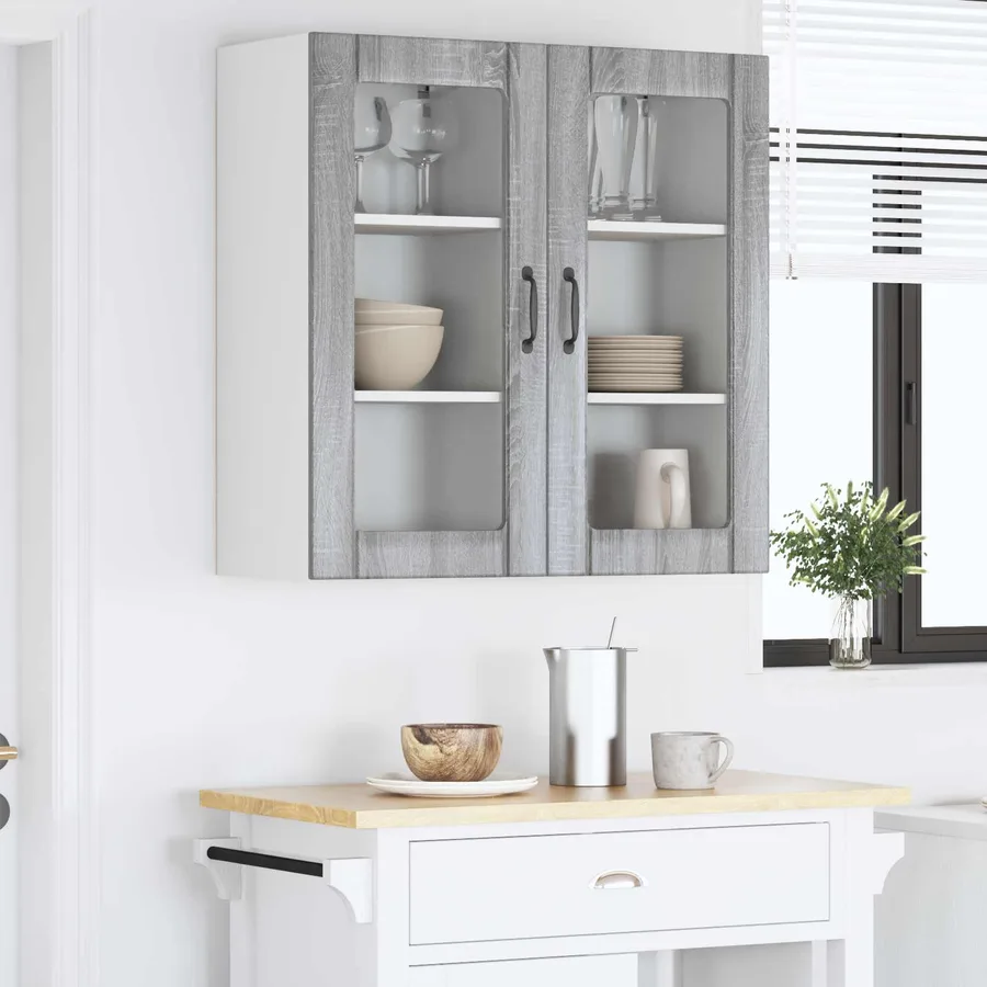 Cabinet en verre mural PORTO 2 pcs Gris Sonoma 40 x 31 x 80 cm - 4