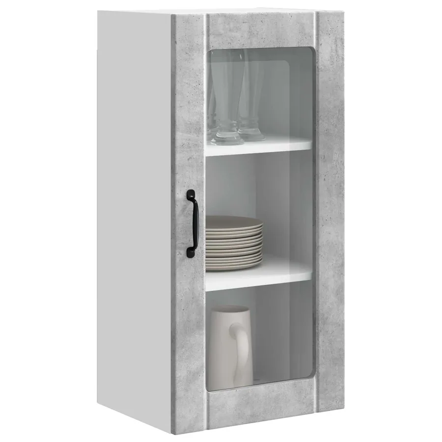 Cabinet en verre mural PORTO Gris béton 40 x 31 x 80 cm - 3