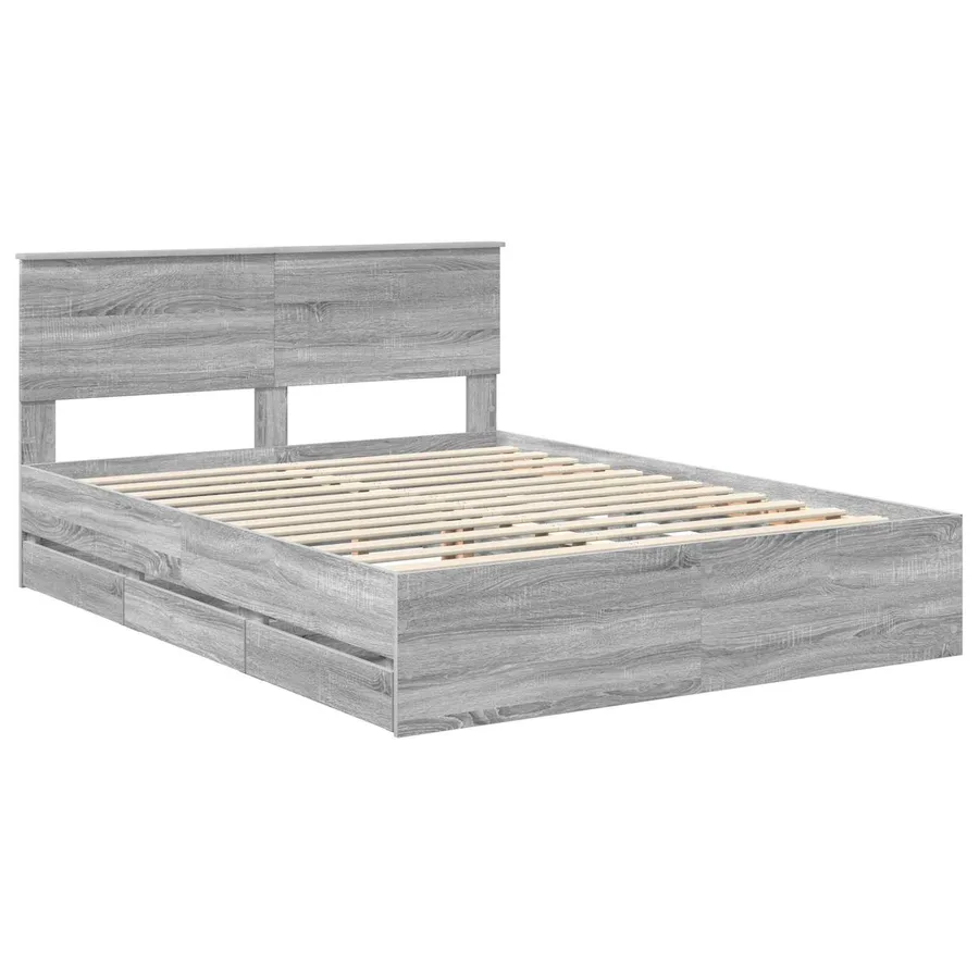 Cadre de lit Gris Sonoma 150 x 200 cm Bois Ingénierie - 4