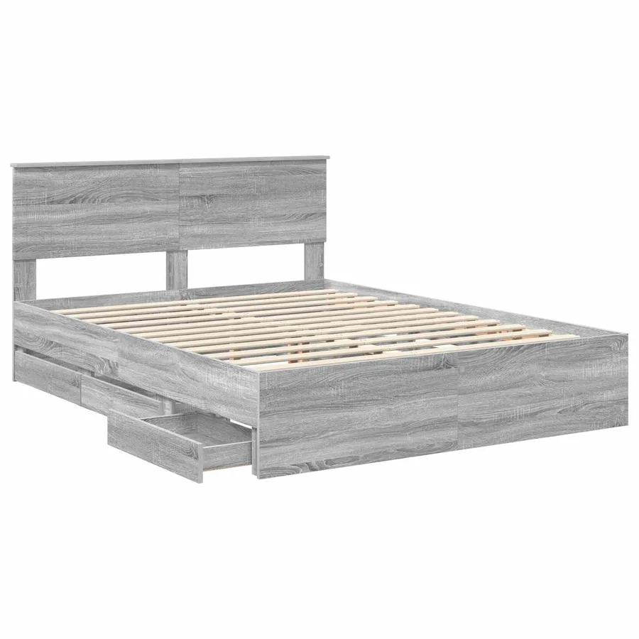 Cadre de lit Gris Sonoma 150 x 200 cm Bois Ingénierie - 5