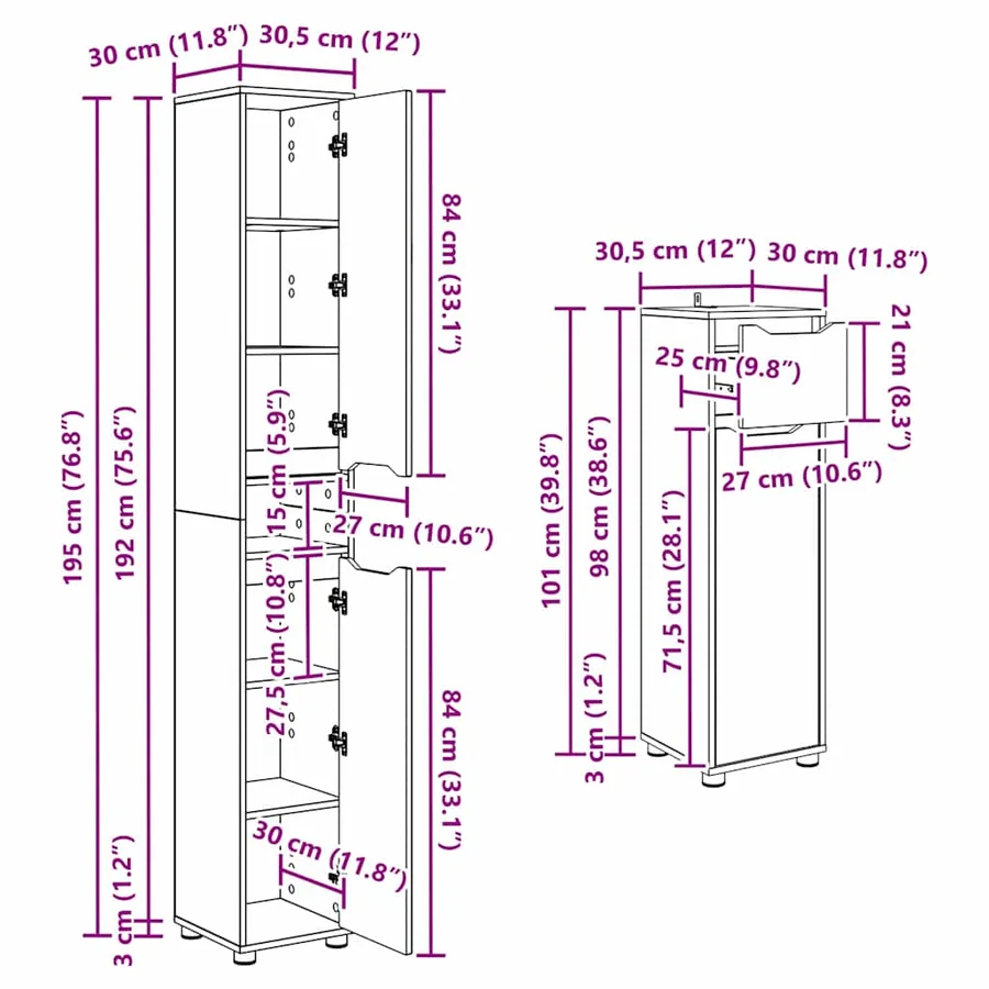 Ensemble de mobilier de salle de bain 4 pcs Chêne fumé - 17