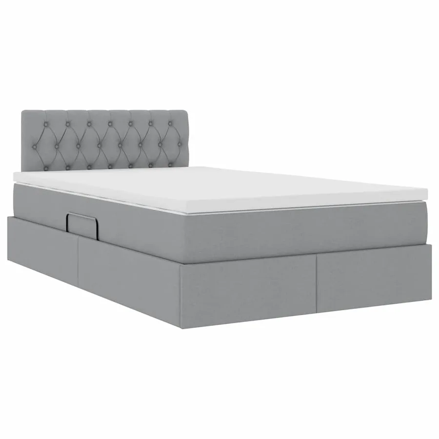 Lit avec rangement et matelas Gris clair 120 x 190 cm - 4