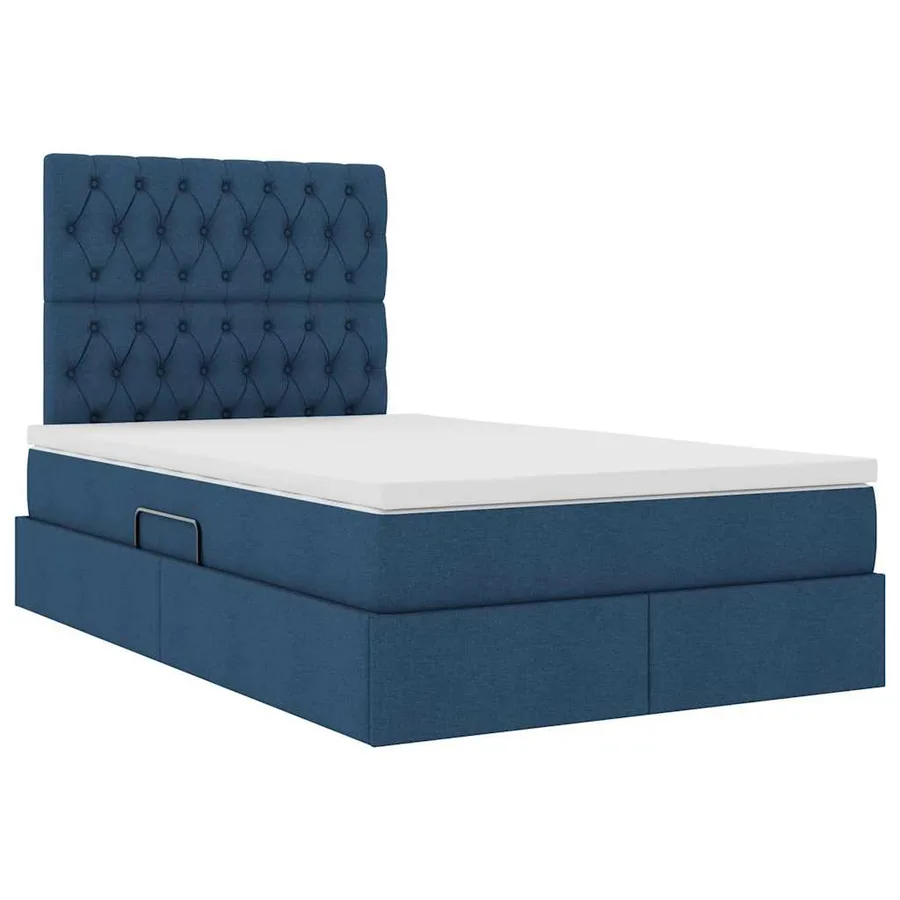 Lit avec rangement et matelas Bleu 120 x 200 cm tissu - 5
