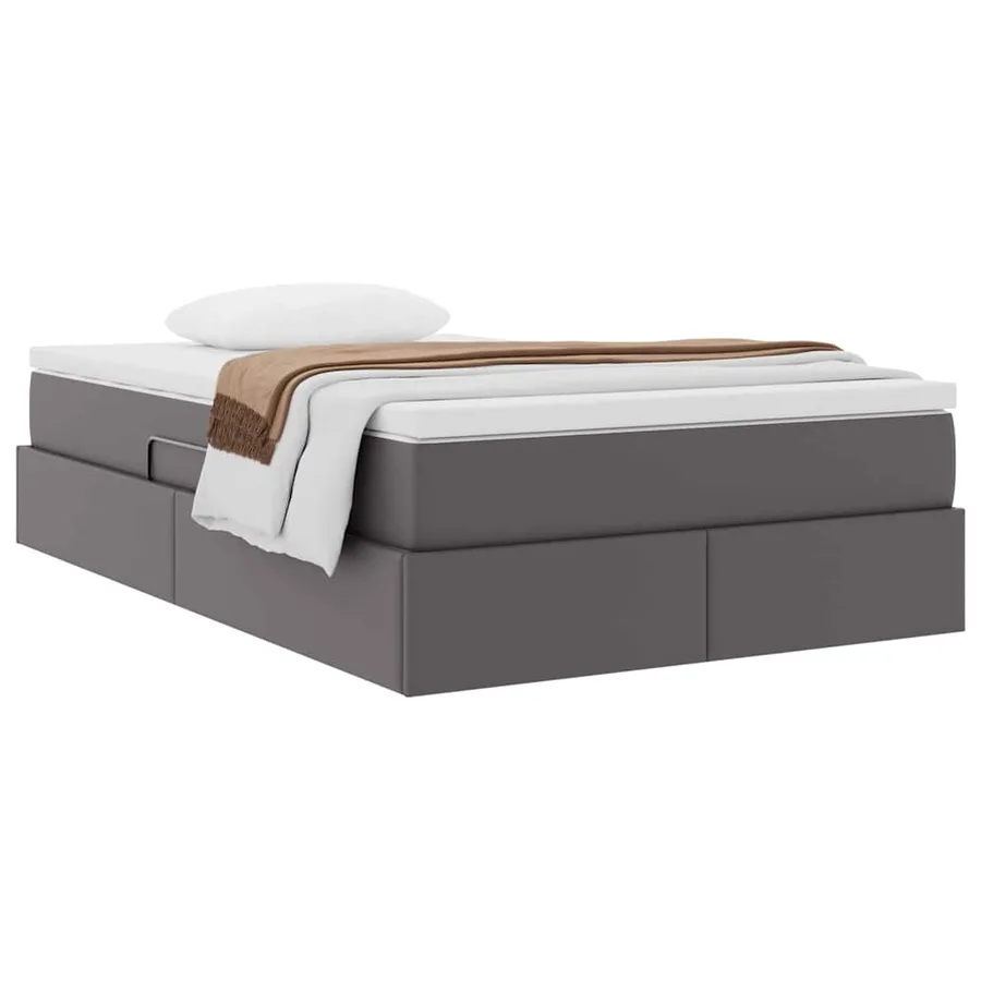 Lit avec rangement et matelas Gris 120 x 200 cm Simili cuir - 3
