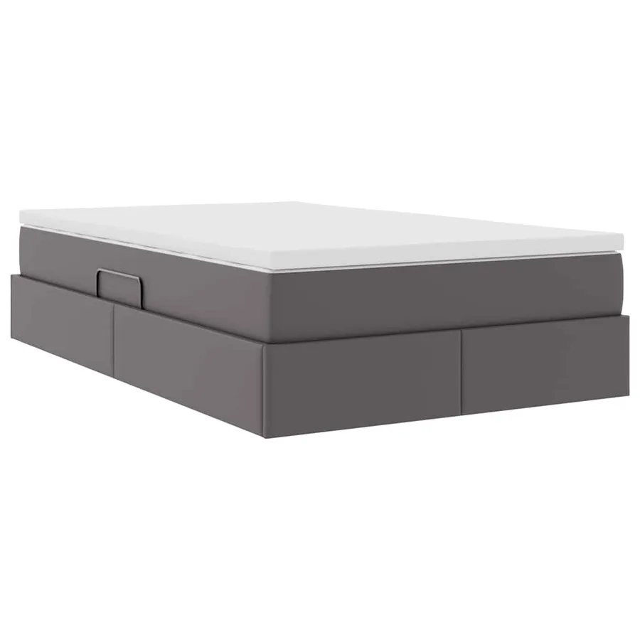 Lit avec rangement et matelas Gris 120 x 200 cm Simili cuir - 5