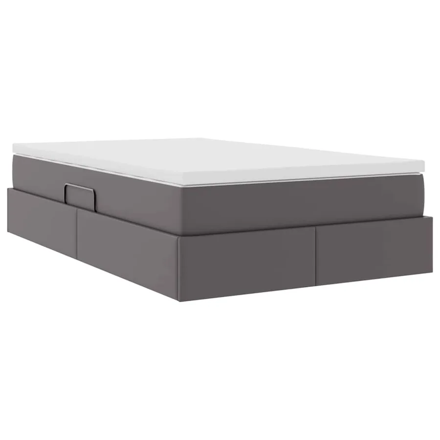 Lit avec rangement et matelas Gris 120 x 200 cm Simili cuir - 8