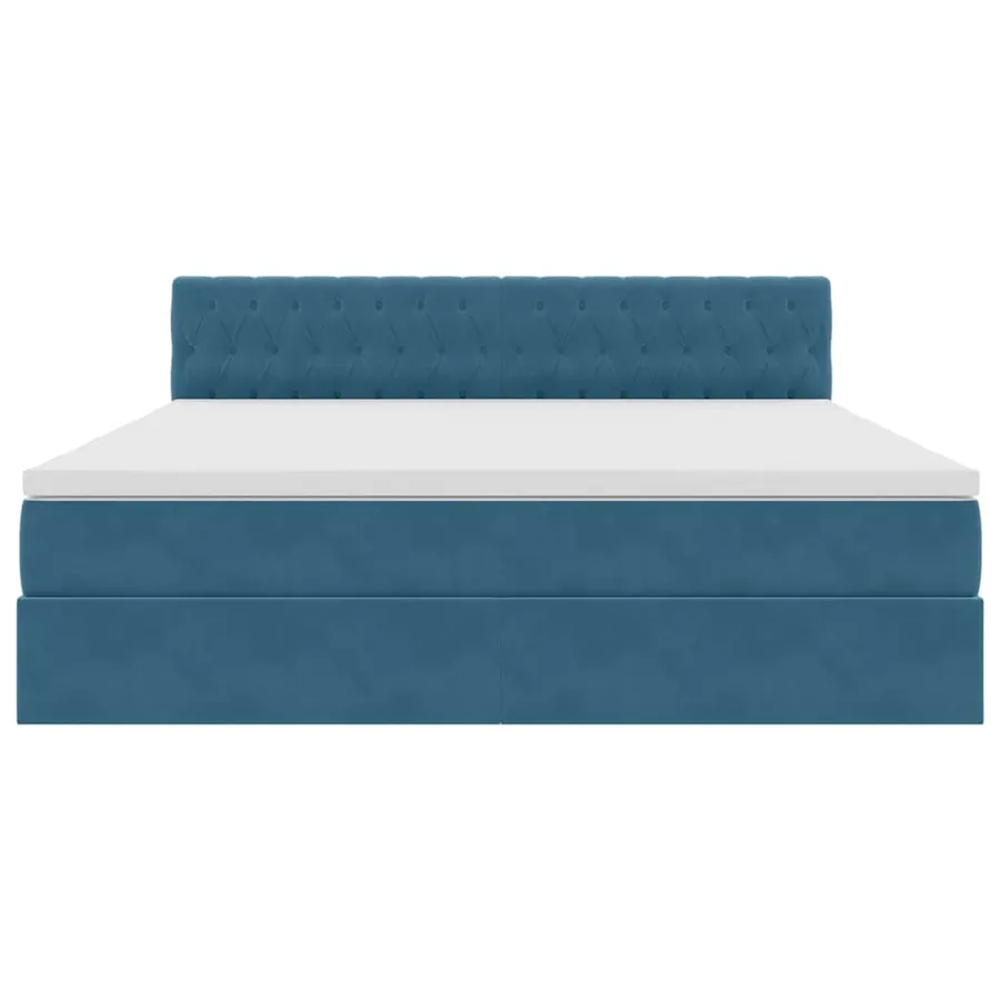 Lit de Rangement avec matelas Bleu foncé 160 x 200 cm Velours - 7