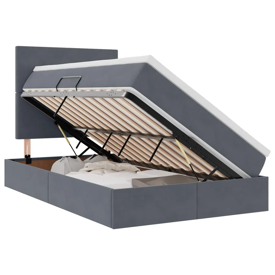 Lit de rangement LED avec matelas Gris foncé 120 x 190 cm - 2