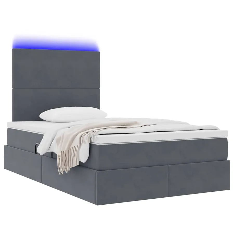 Lit de rangement LED avec matelas Gris foncé 120 x 190 cm - 3