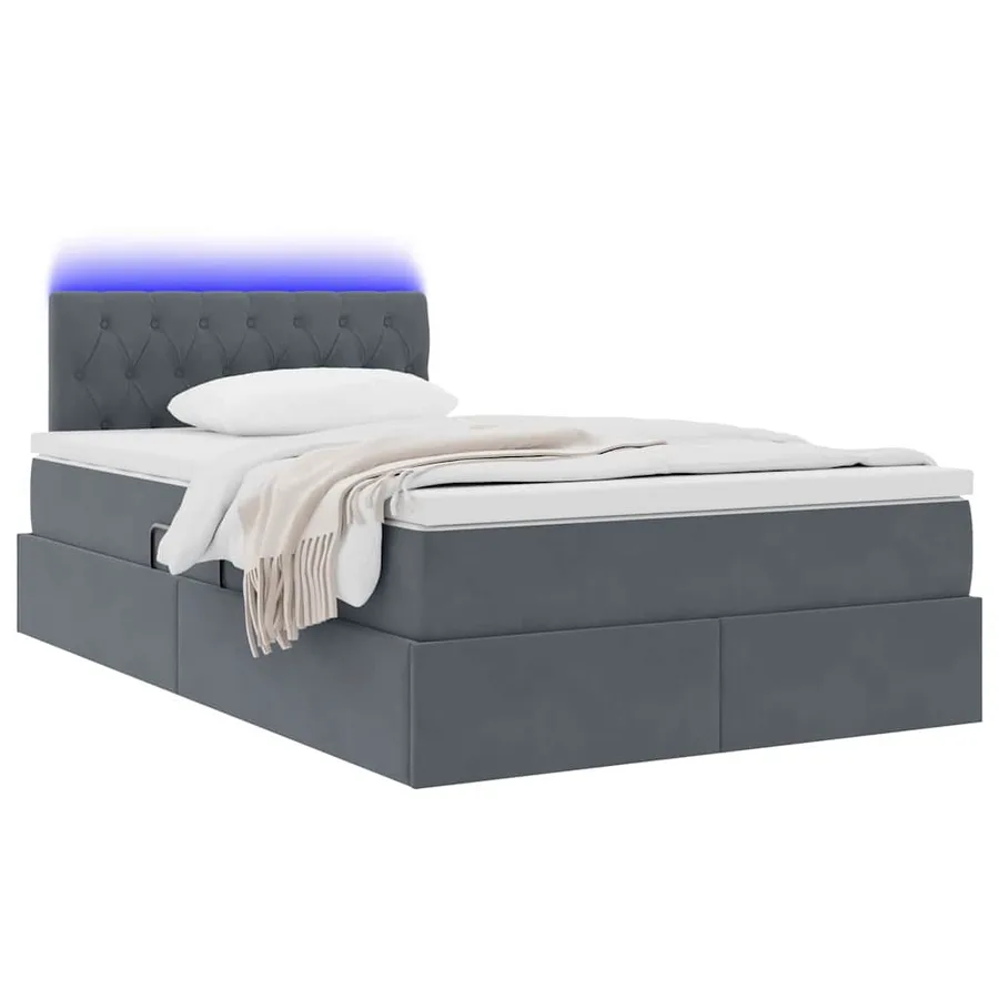Lit de rangement LED avec matelas Gris foncé 120 x 190 cm - 3