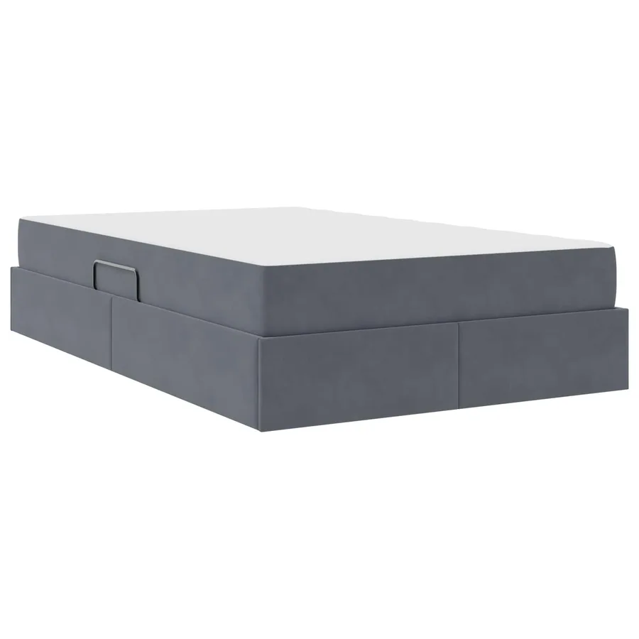 Lit avec rangement et matelas Gris foncé 120 x 190 cm Velours - 10