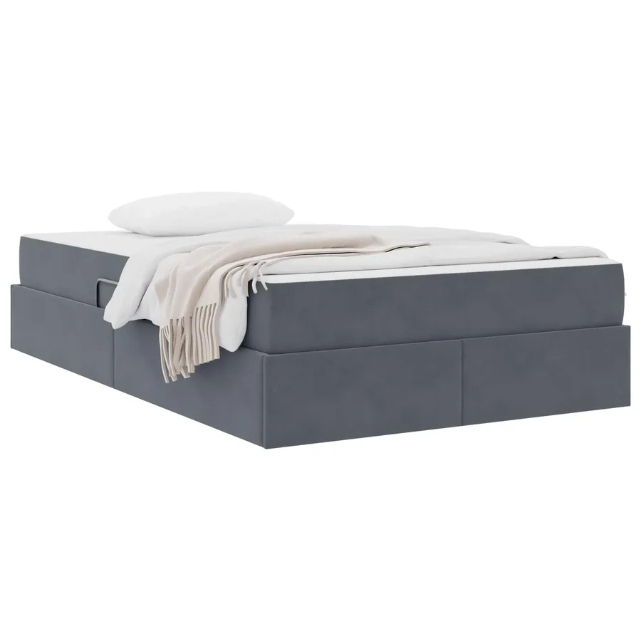 Lit avec rangement et matelas Gris foncé 120 x 190 cm Velours - 3