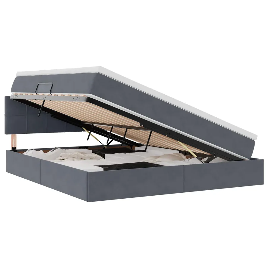 Lit de Rangement avec matelas Gris foncé 160 x 200 cm Velours - 2