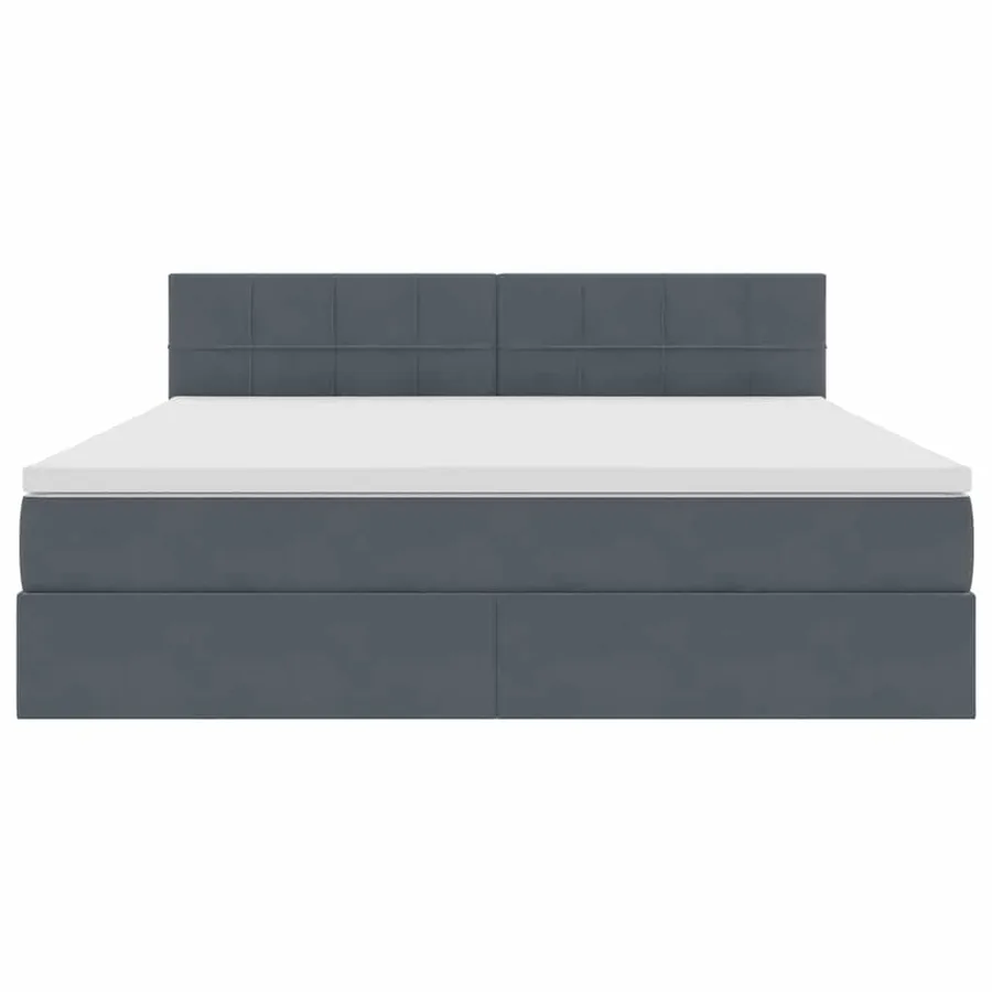 Lit de Rangement avec matelas Gris foncé 160 x 200 cm Velours - 7