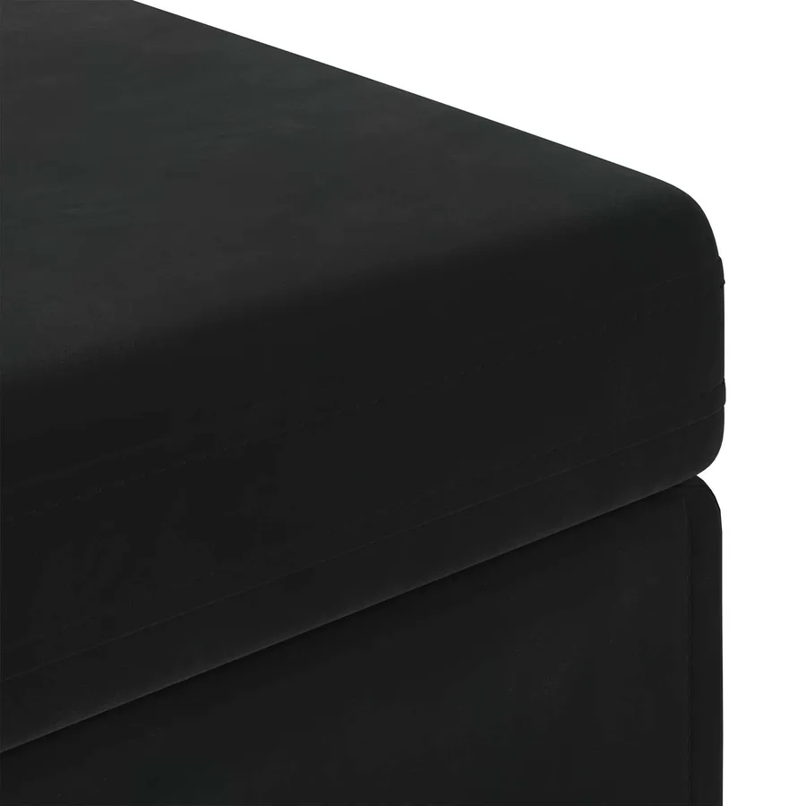 Tabouret Noir 101 x 41 x 40 cm Velours et Bois Composite - 6