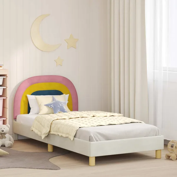 Cadre de lit pour enfants avec tête de lit Crème 80 x 200 cm
