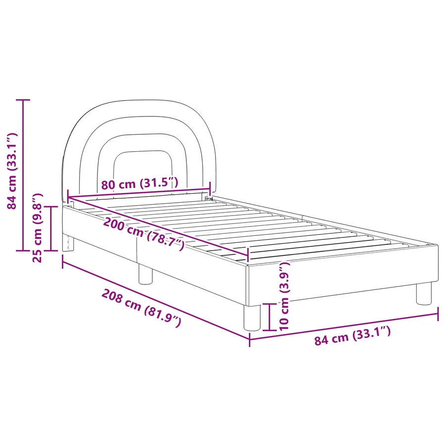 Cadre de lit pour enfants avec tête de lit Crème 80 x 200 cm - 10