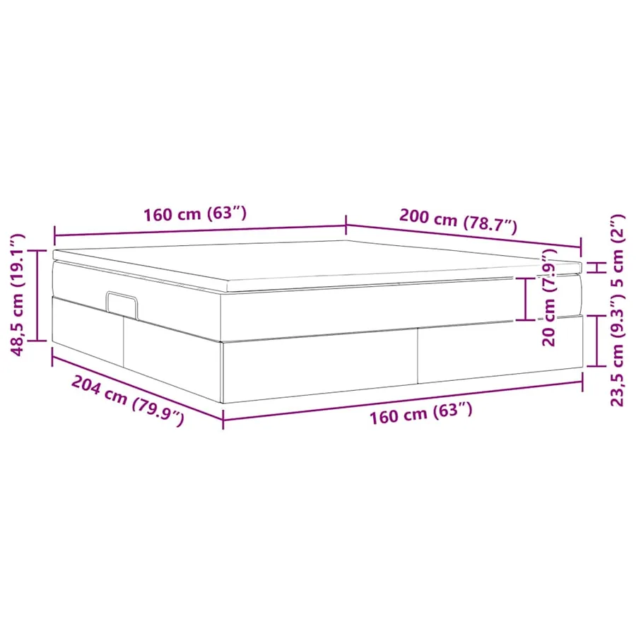Lit avec rangement et matelas Taupe 160 x 200 cm Polyester - 13
