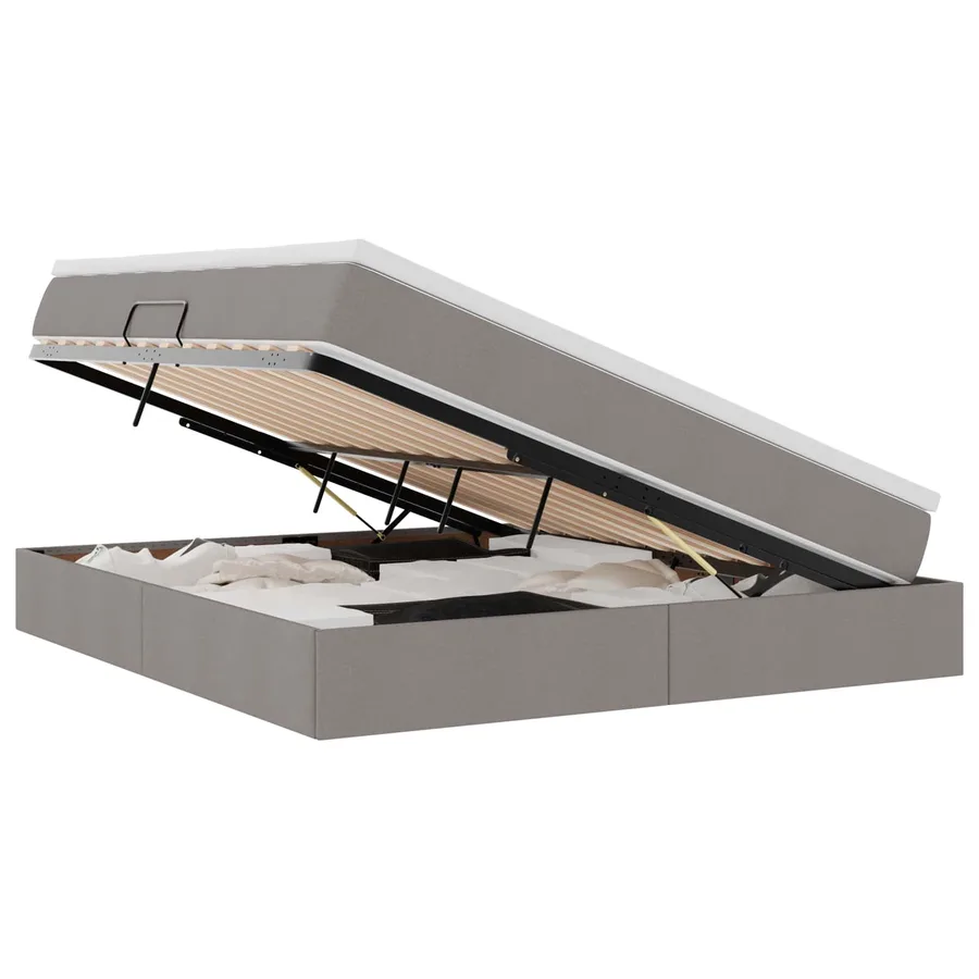 Lit avec rangement et matelas Taupe 160 x 200 cm Polyester - 2