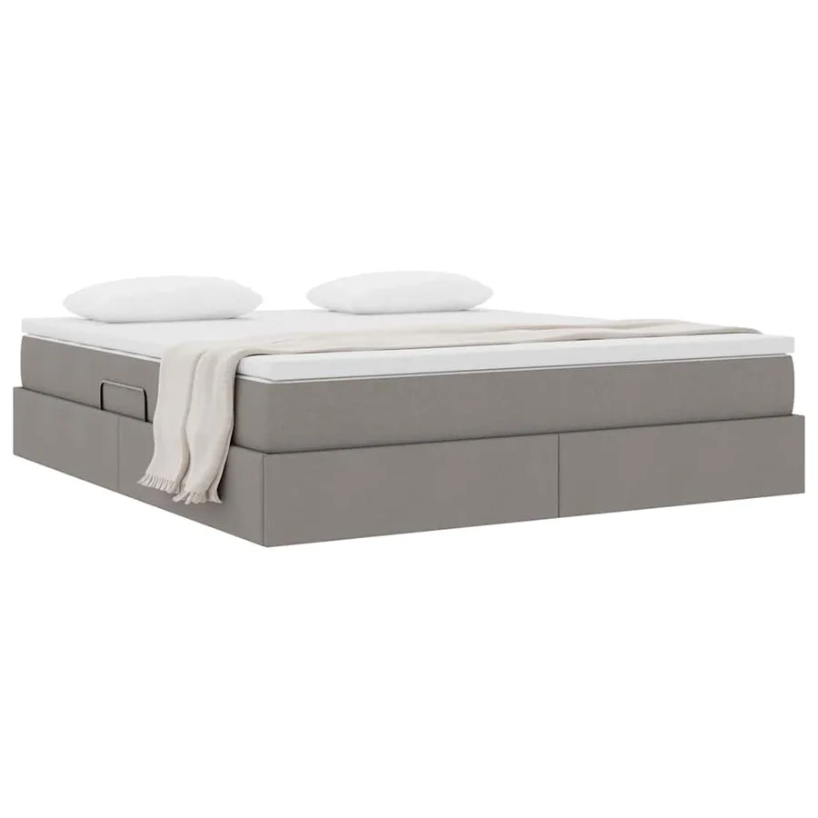 Lit avec rangement et matelas Taupe 160 x 200 cm Polyester - 3