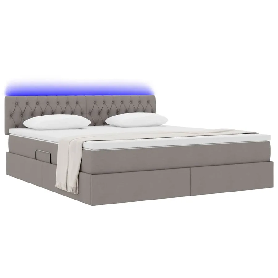 Lit de rangement LED avec matelas Taupe 160 x 200 cm Tissu - 3