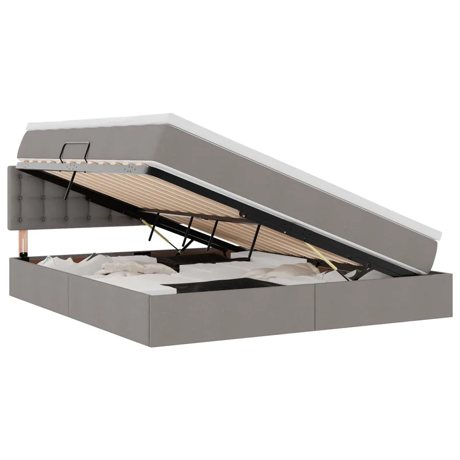 Lit avec rangement et matelas avec matelas Taupe 160 x 200 cm - 2