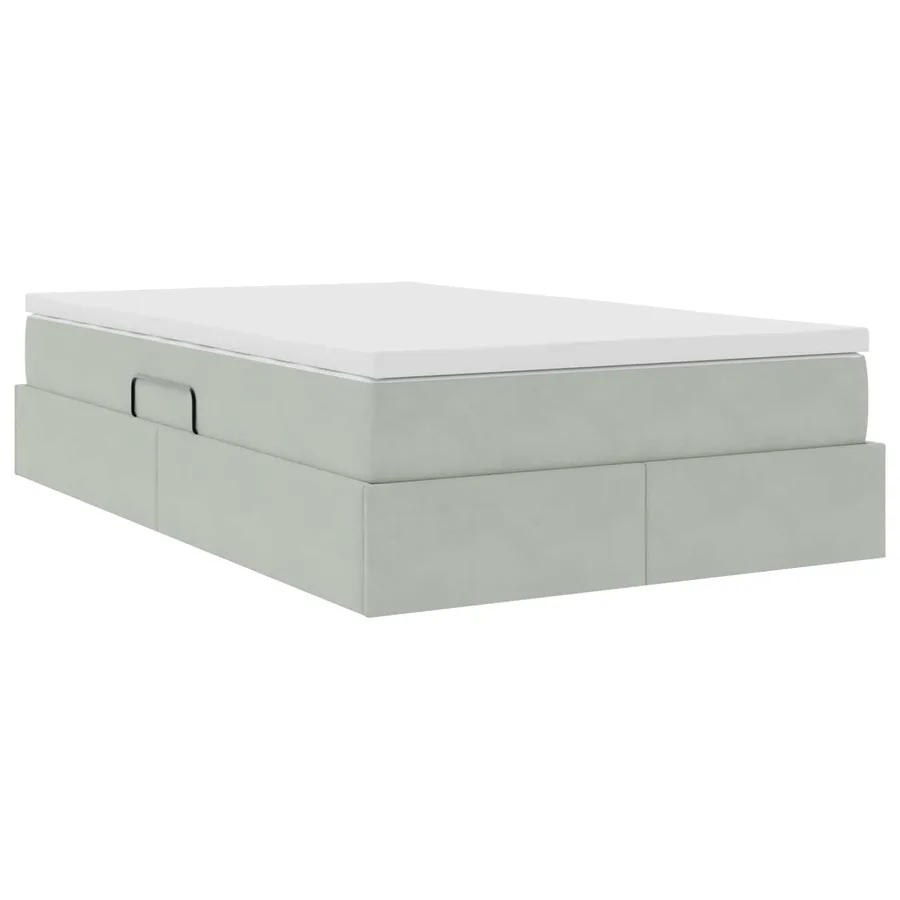 Lit avec rangement et matelas Gris clair 120 x 190 cm Velours - 10