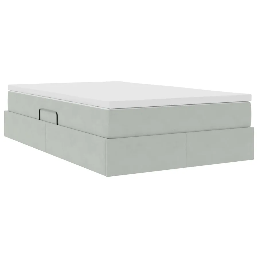 Lit avec rangement et matelas Gris clair 120 x 190 cm Velours - 5