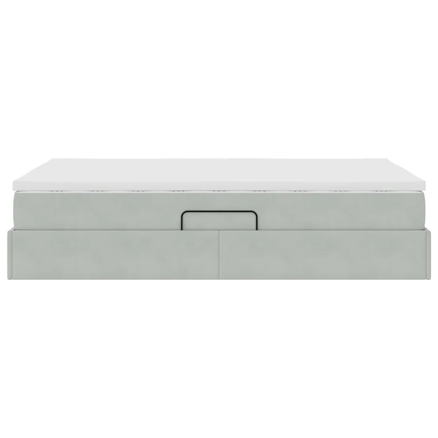 Lit avec rangement et matelas Gris clair 120 x 190 cm Velours - 9