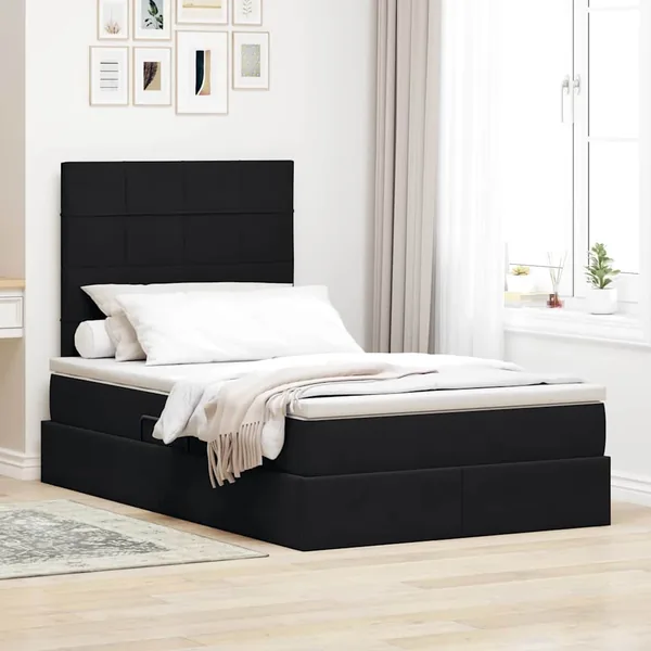 Lit avec rangement et matelas Noir 120 x 190 cm Velours