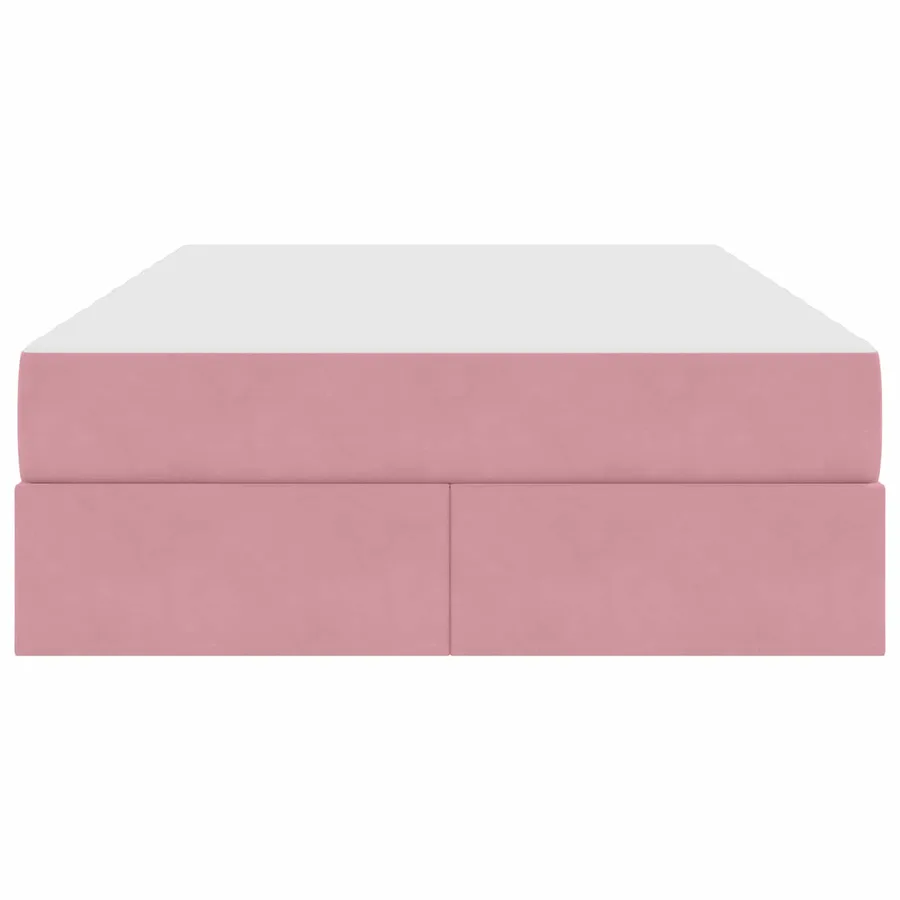 Lit avec rangement et matelas Rose 120 x 190 cm Velours - 7