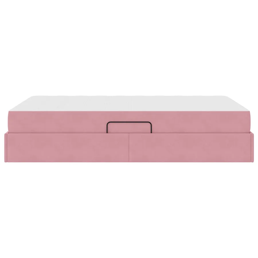 Lit avec rangement et matelas Rose 120 x 190 cm Velours - 9