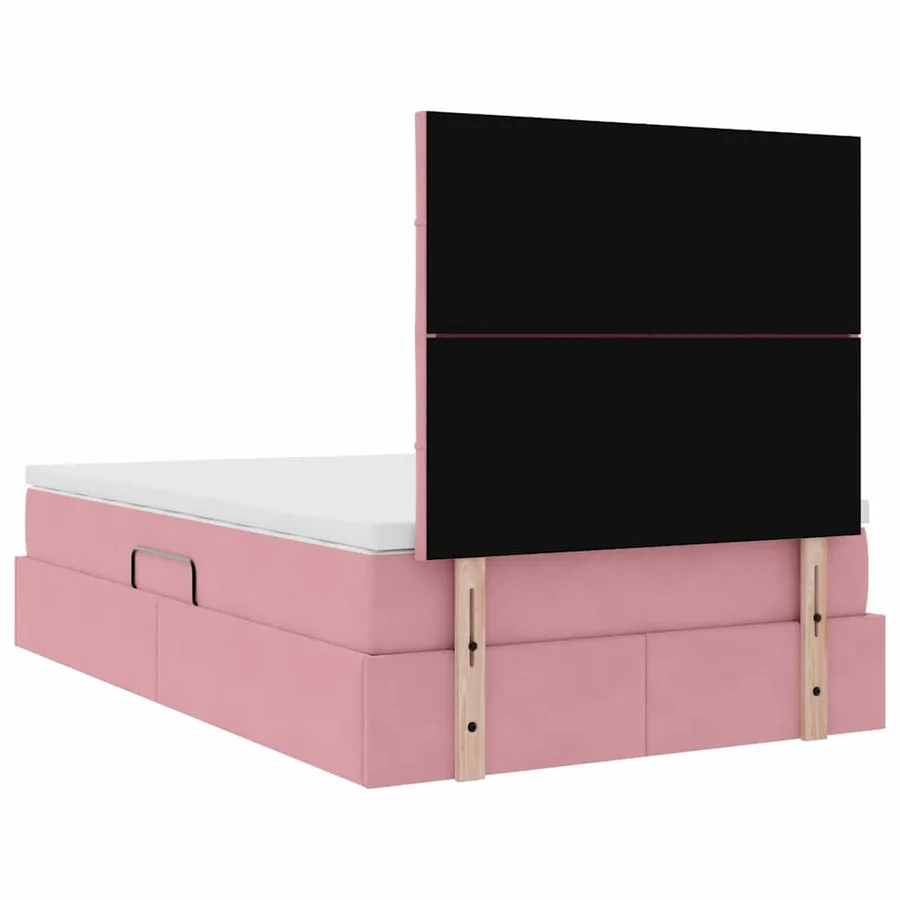 Lit avec rangement et matelas Rose 120 x 190 cm Velours - 11