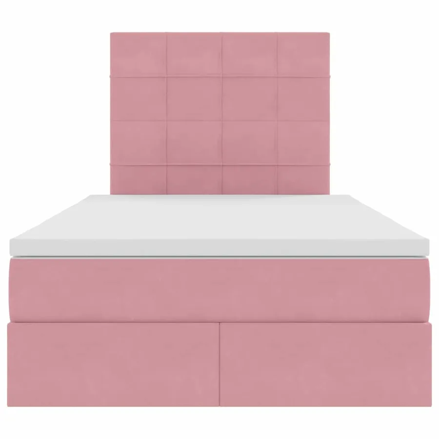 Lit avec rangement et matelas Rose 120 x 190 cm Velours - 7